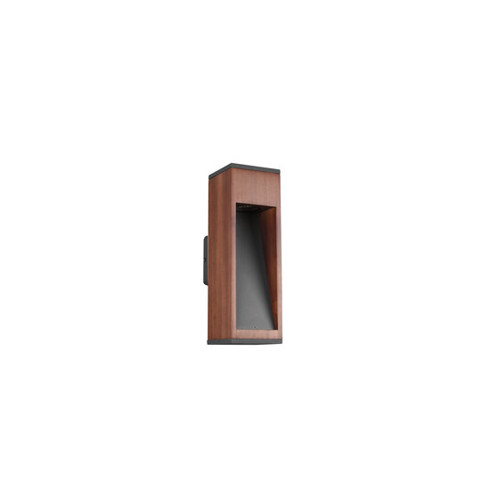 Canning outdoor wall lamp in natural wood, 1x GU10 max. 5W (not included), IP44, 10 x 30 x 12.5 cm