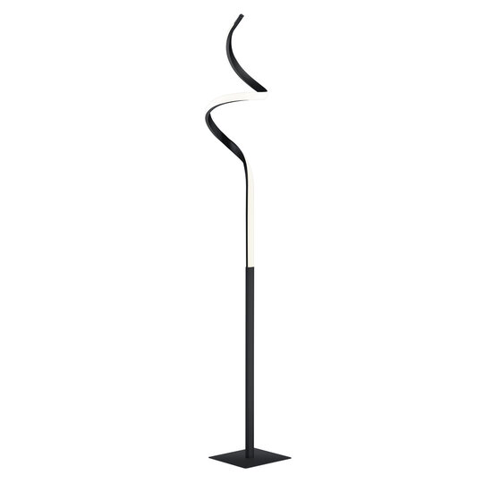 Course lámpara de pie, metal negro mate, LED integrado 11W, 950 lúmenes, 3000K blanco cálido, regulador táctil, 145 cm
