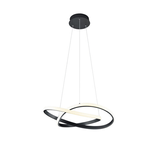 Trio Lighting Course, lámpara colgante de diseño ecléctico en negro mate, LED 27W integrado, 3000K blanco cálido, regulable con interruptor