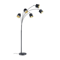 Lampadaire 5x E14 28W noir mat, liseuse orientable