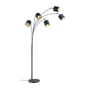 Lampadaire 5x E14 28W noir mat, liseuse orientable