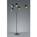 Floor lamp with 5x E14 socket (max 28W), matt black metal, 200 cm height, IP20, bulb not included
