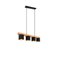 Suspension en bois suspension 4xE14 noir extérieur or intérieur