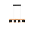 Suspension Cameron en bois naturel, 4x E14 (max. 28W), noir extérieur et or intérieur, 150 x 75 x 12 cm, IP20
