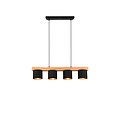 Wooden hanging lamp pendant 4xE14 black outside gold inside