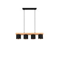 Cameron pendant lamp in natural wood, 4x E14 (max. 28W), black outside and gold inside, 150 x 75 x 12 cm, IP20