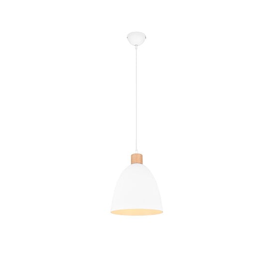 Lámpara colgante Jagger, blanco mate, metal, portalámparas E27 (bombilla no incluida), 150 cm de alto, diámetro 25 cm, IP20