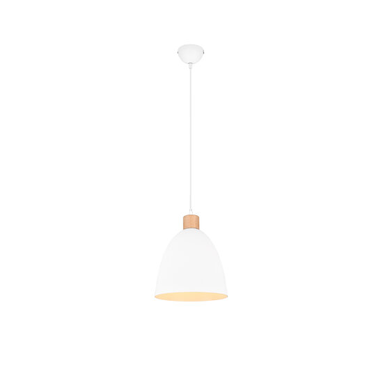 Suspension Jagger, blanc mat, métal, culot E27 (ampoule non incluse), 150 cm de haut, diamètre 25 cm, IP20