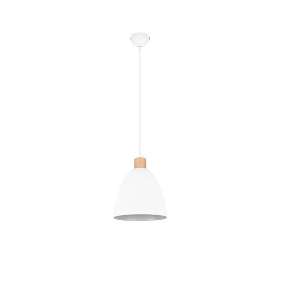 Jagger pendant lamp, matte white metal, E27 fitting (bulb excl.), 150 cm high, 25 cm diameter, IP20