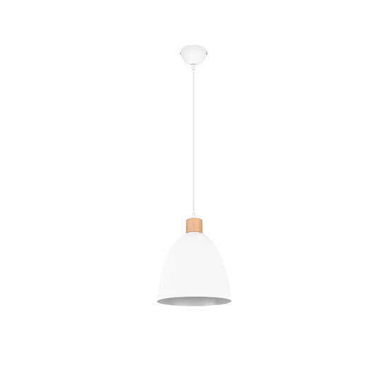 Suspension Jagger, blanc mat, métal, culot E27 (ampoule non incluse), 150 cm de haut, diamètre 25 cm, IP20