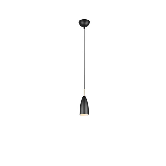 Farin hanglamp 1xE14 mat zwart, metalen armatuur, hoogte 150 cm, diameter 10 cm, max. 25W, IP20, lichtbron niet inbegrepen