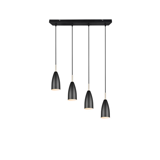 Farin pendant lamp with 4x E14 fitting, matte black metal frame, height adjustable, 58 x 150 x 9 cm, bulbs not included