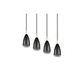 Suspension Farin avec 4x douilles E14, structure métal noir mat, hauteur réglable, 58 x 150 x 9 cm, ampoules non incluses