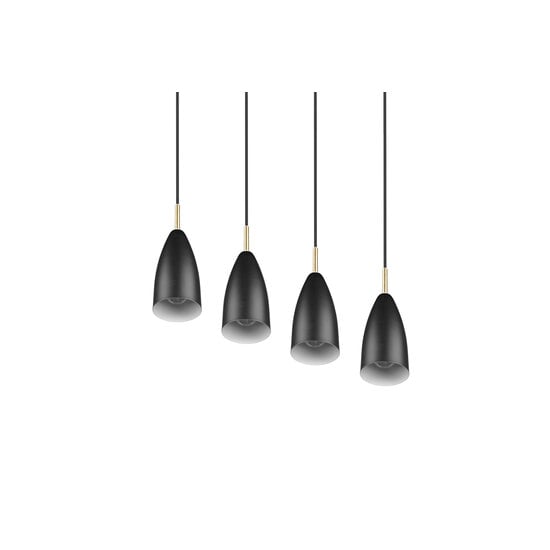 Farin Hängelampe mit 4x E14-Fassung, mattschwarzes Metallgestell, höhenverstellbar, 58 x 150 x 9 cm, ohne Leuchtmittel