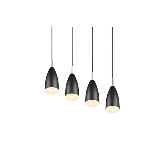 Suspension Farin avec 4x douilles E14, structure métal noir mat, hauteur réglable, 58 x 150 x 9 cm, ampoules non incluses