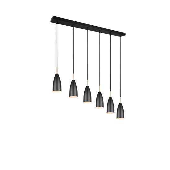 Trio Lighting Farin, suspension élégante et orientable avec 6xE14, en noir mat, max. 25W par douille, IP20