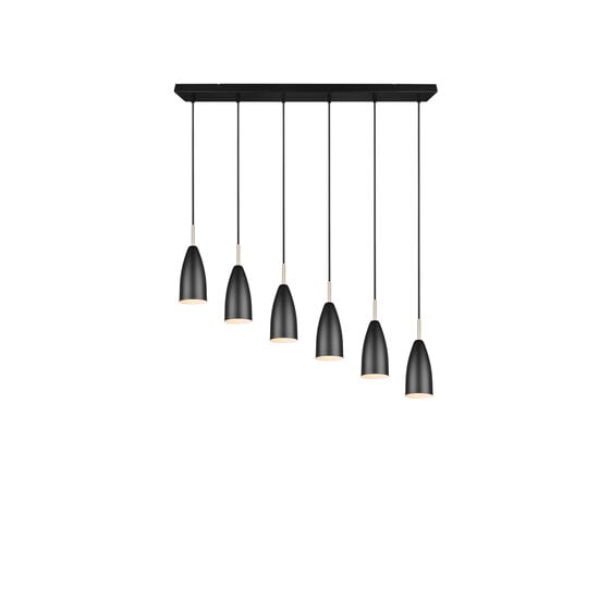 Trio Lighting Farin, elegante höhenverstellbare Pendelleuchte mit 6xE14-Fassung in Mattschwarz, max. 25W pro Fassung, IP20