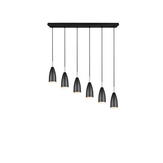Trio Lighting Farin, lámpara colgante elegante y orientable con 6xE14, en negro mate, máx. 25W por casquillo, IP20