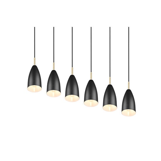 Trio Lighting Farin, elegante höhenverstellbare Pendelleuchte mit 6xE14-Fassung in Mattschwarz, max. 25W pro Fassung, IP20