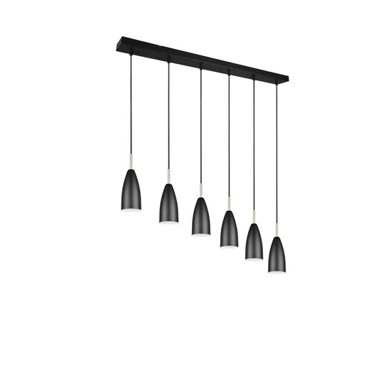 Trio Lighting Farin elegant adjustable pendant light with 6xE14 fitting in matt black, max. 25W per socket, IP20