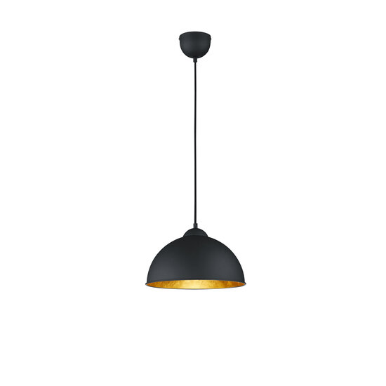 Jimmy Haengelampe mit kuppelformigem Schirm aus mattschwarzem Metall, Fassung E27 (max. 60W), Hoehe 127 cm, Durchmesser 31 cm, IP20