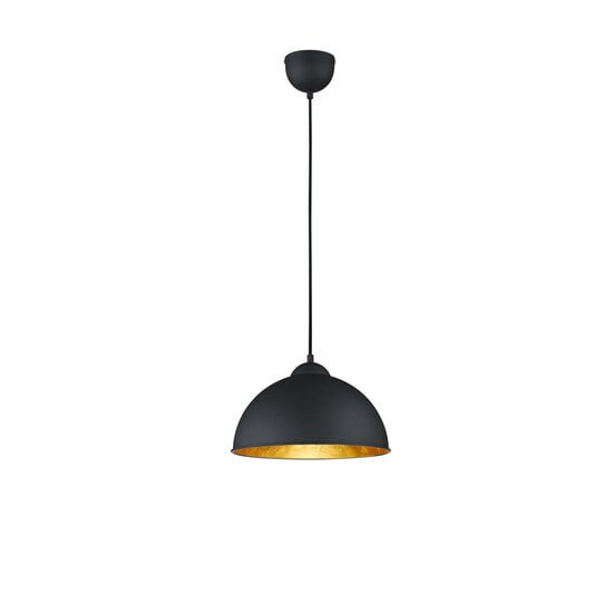 Jimmy pendant light with dome-shaped shade in matte black metal, 1x E27 fitting (max. 60W), height 127 cm, diameter 31 cm, IP20