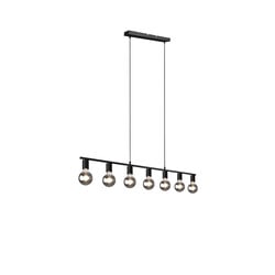 Vannes hanging lamp 7-light metal matt black, E27 excl.
