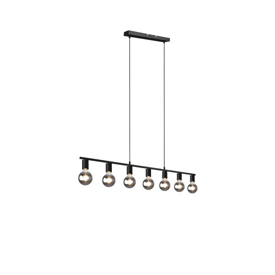 Suspension Vannes à 7 douilles E27, métal noir mat, 110,5 x 150 x 8,5 cm, IP20, ampoule non incluse