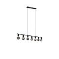 Suspension Vannes à 7 douilles E27, métal noir mat, 110,5 x 150 x 8,5 cm, IP20, ampoule non incluse