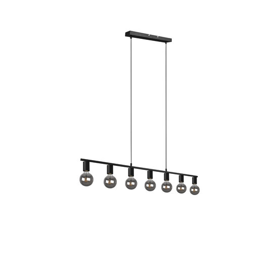 Vannes hanging lamp with 7 E27 fittings, matt black metal, 110.5 x 150 x 8.5 cm, IP20, bulb not included