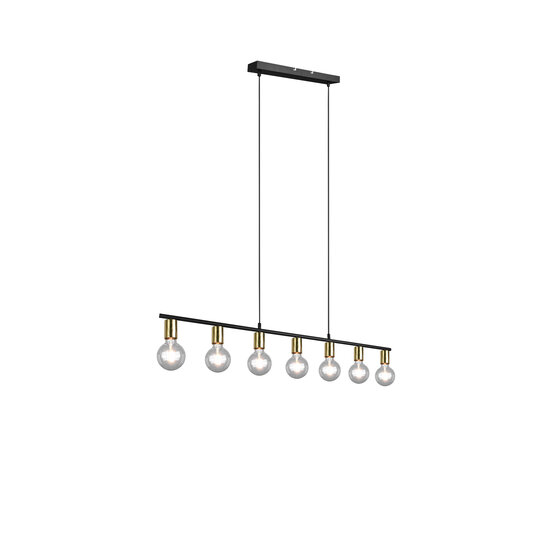 Vannes Hängelampe aus mattem Messing-Metall mit 7 x E27-Fassung, max. 40W, IP20, 110,5 x 150 x 8,5 cm