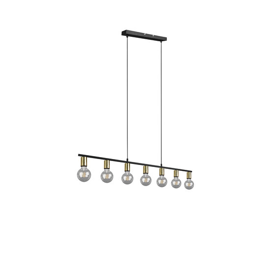 Vannes hanglamp in mat messing metaal met 7 x E27 fitting, max. 40W, IP20, 110,5 x 150 x 8,5 cm