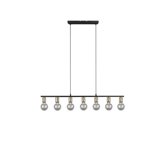 Vannes Hängelampe aus mattem Messing-Metall mit 7 x E27-Fassung, max. 40W, IP20, 110,5 x 150 x 8,5 cm