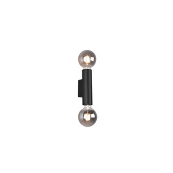 Lumineuze mat zwarte metalen wandlamp 2xE27