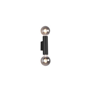 Luminous matte black metal wall lamp 2xE27