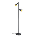 Schöne ausrichtbare schwarz-goldene Stehlampe 2xE14