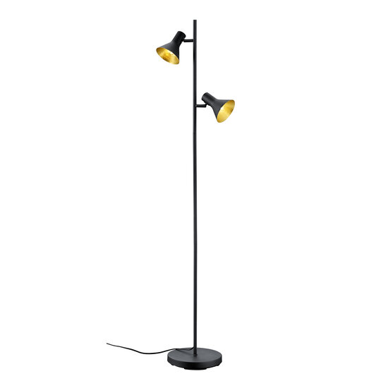 Schöne ausrichtbare schwarz-goldene Stehlampe 2xE14
