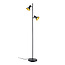 Trio Lighting Nina adjustable floor lamp in black and gold with 2xE14 fitting, max. 28W per socket, IP20