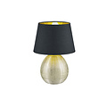 Luxor Tischleuchte von Trio Lighting aus Keramik, schwarz mit goldener Verzierung. Fassung E27, max. 60W, Höhe 35 cm, Durchmesser 24 cm.