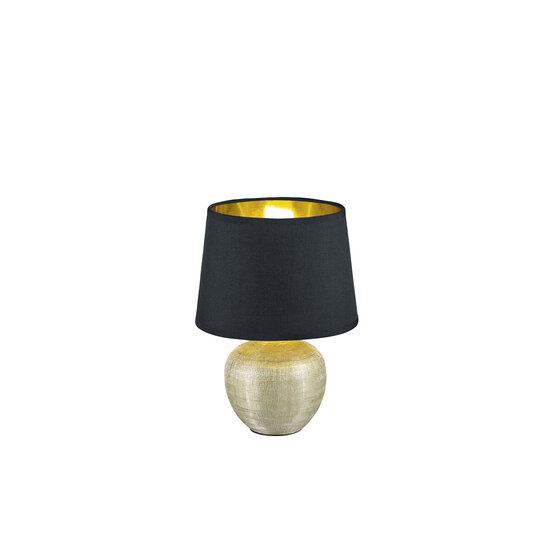 Petite lampe de table en céramique noir/or, culot E14 max 40W, IP20, hauteur 26 cm - ampoule non incluse