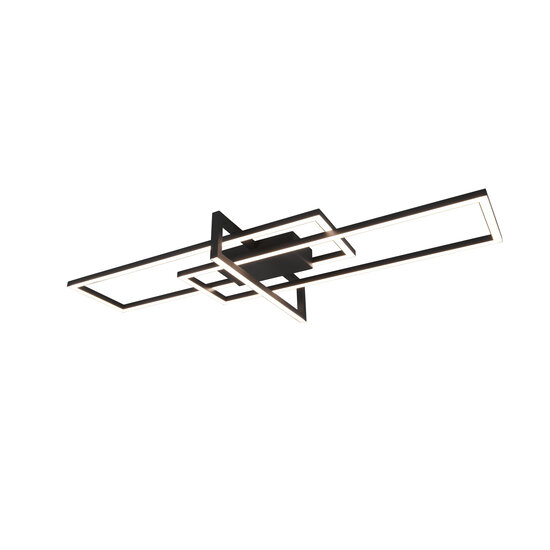 Salinas plafón LED negro mate, 100 x 40 cm, 34W 3000K 3900 lúmenes, regulable con interruptor