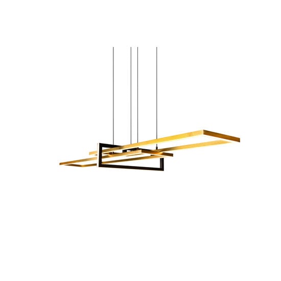 Trio Lighting Salinas, lámpara colgante orientable futurista en latón mate, LED 34W integrado, 3000K, 4200 lúmenes, regulable con interruptor