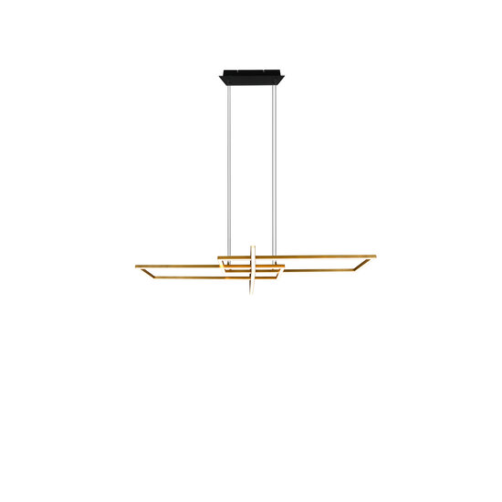 Trio Lighting Salinas, suspension orientable futuriste en laiton mat, LED 34W intégrée, 3000K, 4200 lumens, dimmable via interrupteur