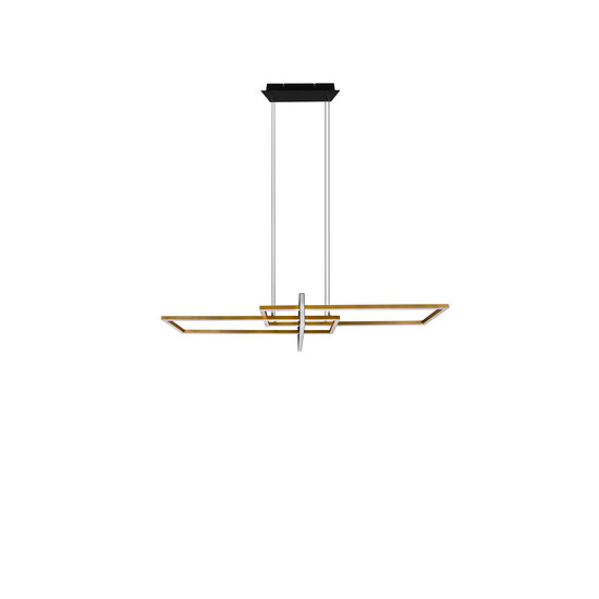 Trio Lighting Salinas verstelbare futuristische hanglamp in mat messing, LED 34W geïntegreerd, 3000K, 4200 lumen, dimbaar via schakelaar