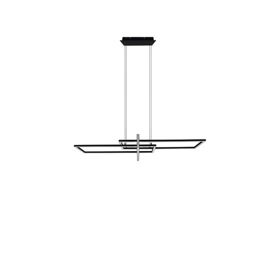 Salinas hanglamp XXL, verstelbaar, mat zwart metaal, LED 34W 3000K 4200 lumen, dimbaar, 110x150x40 cm
