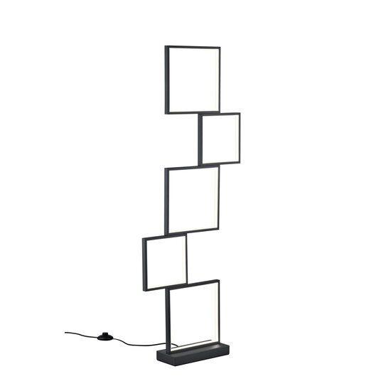 Lámpara de pie LED Sorrento, forma de bloque, 125 cm de alto, 34W LED integrado 3400 lúmenes 3000K, regulable con interruptor, metal negro mate