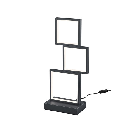 Trio Lighting Sorrento lage blokvormige vloerlamp in mat zwart, LED 15W geïntegreerd, 3000K, 1500 lumen, dimbaar via schakelaar