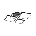 Sorrento LED ceiling light, block-shaped, 24W 3000K warm white, 2400 lumen, matt black metal, 52.5 x 16 x 52.5 cm, dimmable via switch