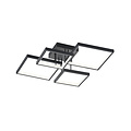 Sorrento LED plafondlamp, blokvormig, 24W 3000K warm wit, 2400 lumen, mat zwart metaal, 52,5 x 16 x 52,5 cm, dimbaar via schakelaar