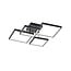 Sorrento LED ceiling light, block-shaped, 24W 3000K warm white, 2400 lumen, matt black metal, 52.5 x 16 x 52.5 cm, dimmable via switch